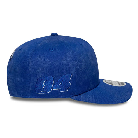 Blue cap side view with 04 print