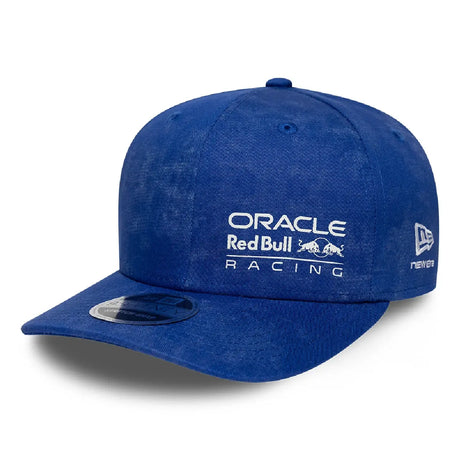Blue cap front view with ORACLE and RACING prints