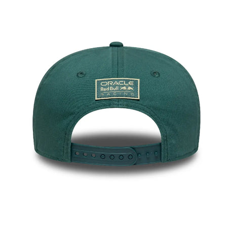 Green Red Bull Racing cap rear view with lettering