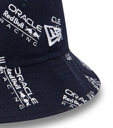 Blue bucket hat with Oracle logo on front