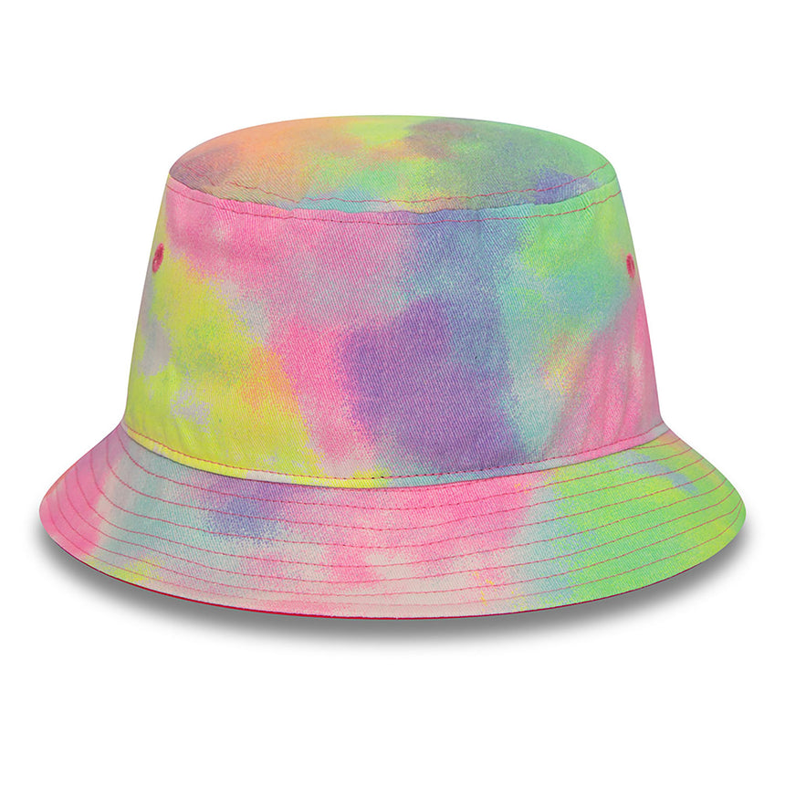 Multicolor bucket hat with collapsible design and Red Bull branding.