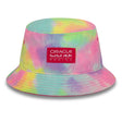 Multicolor Red Bull bucket hat with collapsible design.